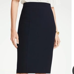 Seasonless Navy Stretched Seamed Pencil Skirt